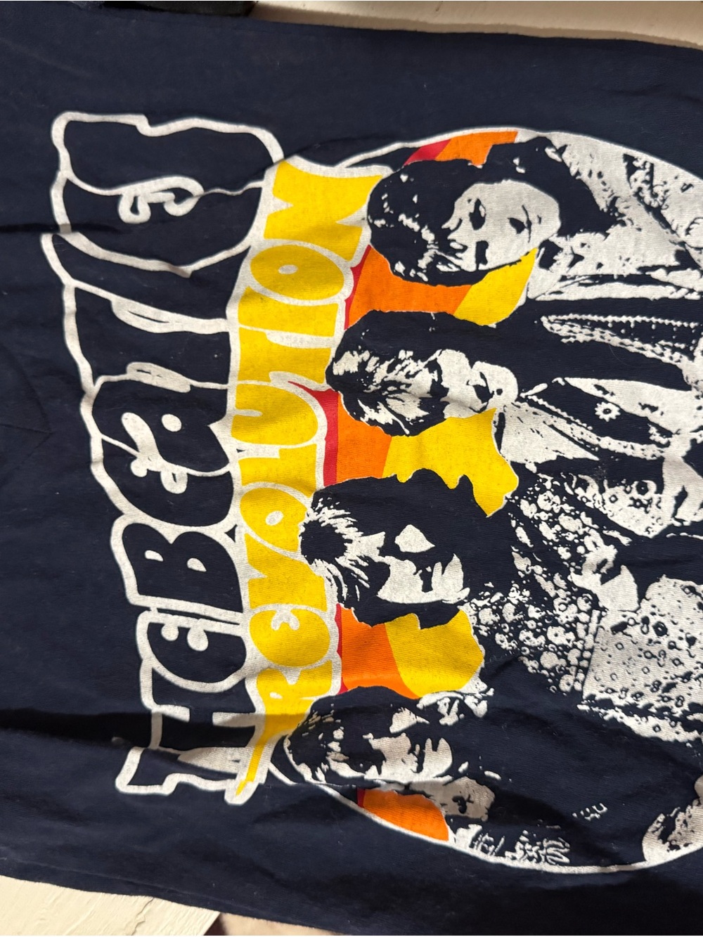 The Beatles Retro Sunset Band Tee - Navy, Yellow, Orange
